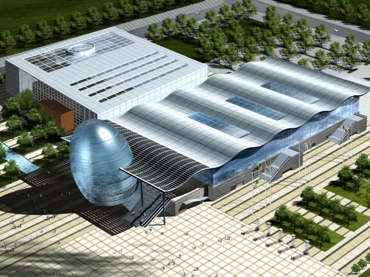 Dewan pameran keluli prefabrikasi panjang