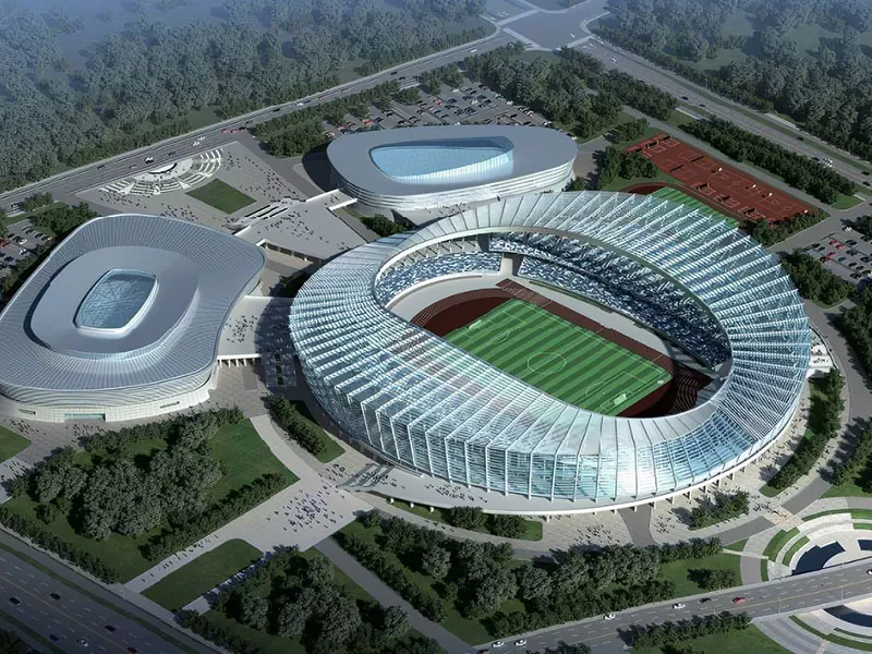 Struktur keluli pra-buatan untuk kompleks pusat sukan